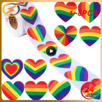 1 ~ 8 ADET Çeşitli Çizgili Eşcinsel Gurur Gökkuşağı Kalp Şerit sevgililer Çıkartmalar Yayılan Hediye Paketleme Sızdırmazlık etiketleri