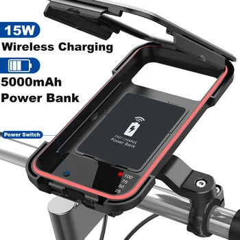 15W Kablosuz Şarj Cihazı Motosiklet telefon tutucu Bisiklet Gidon Montaj GPS Braketi Dokunmatik Ekran Bisiklet Cep Telefonu Standı iPhone için