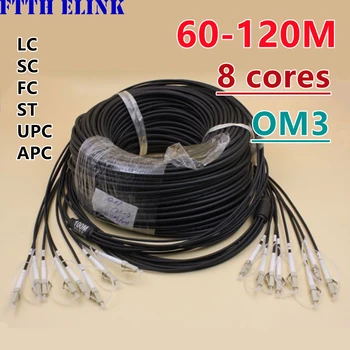 8 çekirdekli OM3 TPU Zırhlı fiber yama kablosu 60 M-120 M 8C SC LC FC ST APC Çok Modlu 8 fiber optik jumper açık 100M80M FTTH ELINK