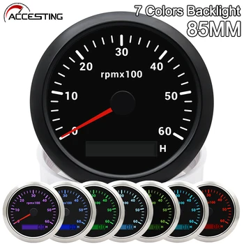 85MM Takometre LCD Saat Metre tekne Araba RPM Ölçer 0-3000 4000 8000 RPM Metre Tach Sensörü 7 Renk Arkadan Aydınlatmalı