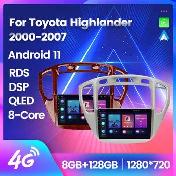 Android 11 Multimedya Video Oynatıcı Araba Radyo Toyota Highlander 2000-2007 İçin 8 çekirdekli GPS Navigasyon Sistemi Carplay + Otomatik WiFi + 4G BT