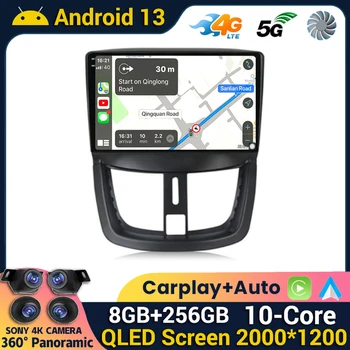 Android 13 Carplay Otomatik WİFİ+4G Araba Radyo Peugeot 207 CC İçin 207CC 2006 2007 2008 2009 2010-2015 Multimedya Stereo Video Oynatıcı