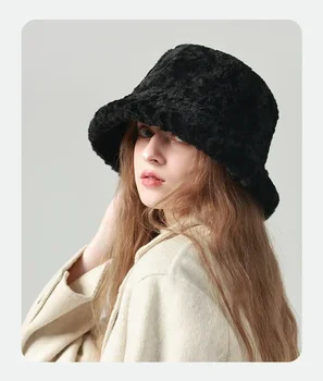 Balıkçı şapka kadın yeni kış sıcak Kore versiyonu küçük bir şapka ile yüz ekran sonbahar ve kış peluş havza şapka