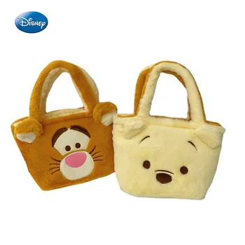 Disney Winnie the Pooh Dikiş Kız pelüş çanta Sevimli Karikatür omuzdan askili çanta Kadın Peluş Taşınabilir el çantası Sokak Seyahat Tote