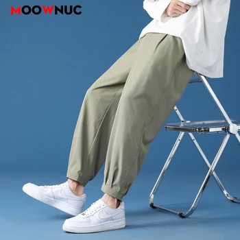 Erkek günlük pantolon moda pantolon Erkek İnce Yaz Ayak Bileği Uzunlukta 2023 Katı Hombre İş Yeni Serin Artı Boyutu Gevşek MOOWNUC