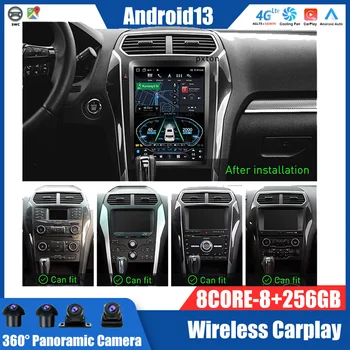 Ford Explorer 2014-2019 için Android 13.0 8GB + 256GB Tesla Tarzı Araba Multimedya Radyo Çalar GPS navigasyon başkanı Ünitesi DSP Carplay