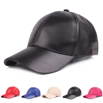 Kadın Erkek Şapka PU Deri beyzbol şapkası Katı Erkekler hip hop şapka Açık güneş şapkası Ayarlanabilir Spor kapaklar beyzbol şapkası Boş Hip Hop