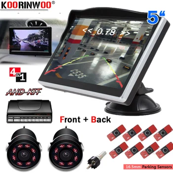 Koorinwoo Video Parktonic Araba Monitör Araba Park Sensörleri 8 Ön Arka görüş kamerası Ateşleme akıllı sistemi araba Geri radar