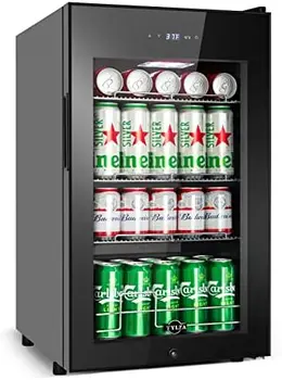 Mini İçecek Buzdolabı Bağlantısız, Cam Kapılı 101 Kutu İçecek Soğutucusu, Soda, Su, Bira veya Şarap için Mini Buzdolabı - F
