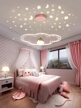 Modern LED Avize çocuk Yatak Odası Çalışma Salonu Bulut Çiçek Şekli iç mekan aydınlatması Lamba Parlaklık Armatürleri Yıldızlı Gökyüzü Dekor damla