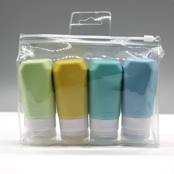 Porsiyonlama Porsiyonlama Seti Silikon Kare Dağıtım Şişeleri Seyahat için Yeni Kozmetik Dağıtım Paketi