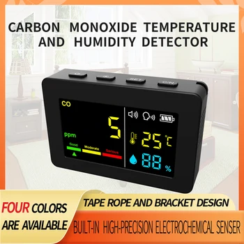Taşınabilir Hava Kalitesi Ölçer 3in1 CO Sıcaklık ve nem test cihazı Renkli Ekran Karbon Monoksit Dedektörü Sesli Alarm ile
