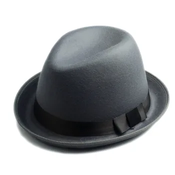 Unisex Erkekler Kadınlar Yün fötr şapka keçe Disket Şerit Bant İngiltere Panama Caz zarif gorras hombre Gangster Kap 25