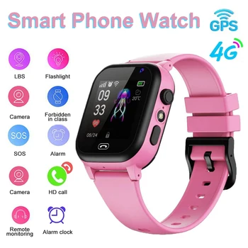Çocuklar 4G akıllı saat SOS GPS Konumu Görüntülü Arama Sım Kart Çocuklar İçin SmartWatch Kamera Su Geçirmez Saatler Erkek Kız