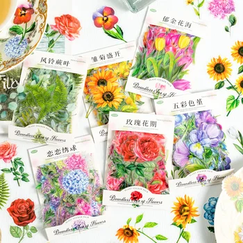100 adet/1 grup Kawaii Karalama Defteri Sticker Deniz Çiçekler Scrapbooking Malzemeleri günlüğü Planlayıcısı Dekoratif El Sanatları Kırtasiye Sticker
